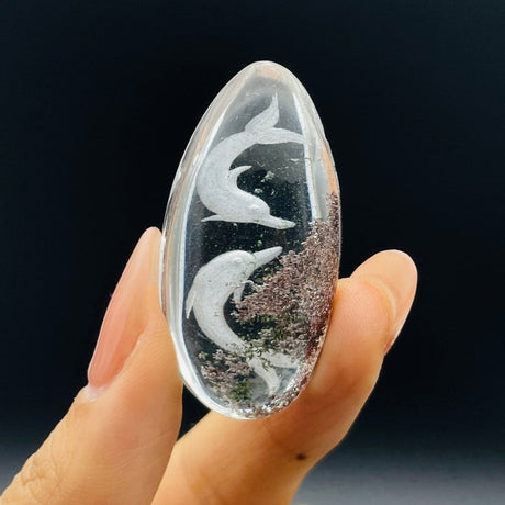 4 Pieces Beautiful Dolphin Garden Quartz Inner Scene Carving -Wholesale Crystals