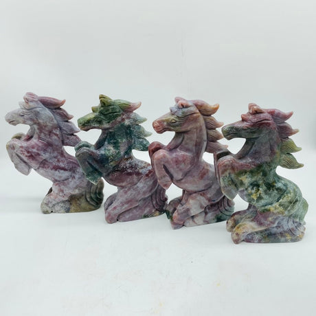 4 Pieces High Quality Ocean Jasper Stand Horse Carving -Wholesale Crystals