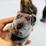 4 Pieces Large Ocean Jasper Wolf Carving -Wholesale Crystals