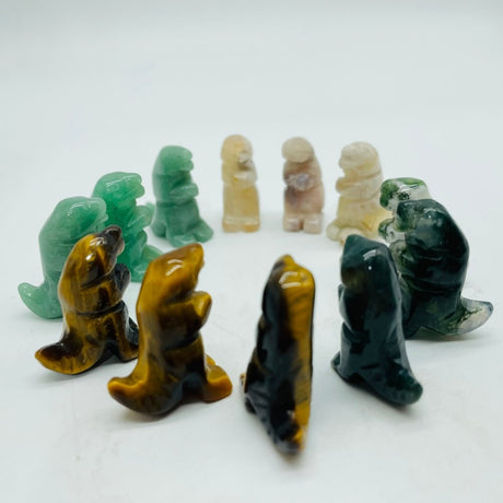 4 Types Dinosaur Tyrannosaurus Rex Carving Tiger Eye Moss Agate Wholesale -Wholesale Crystals