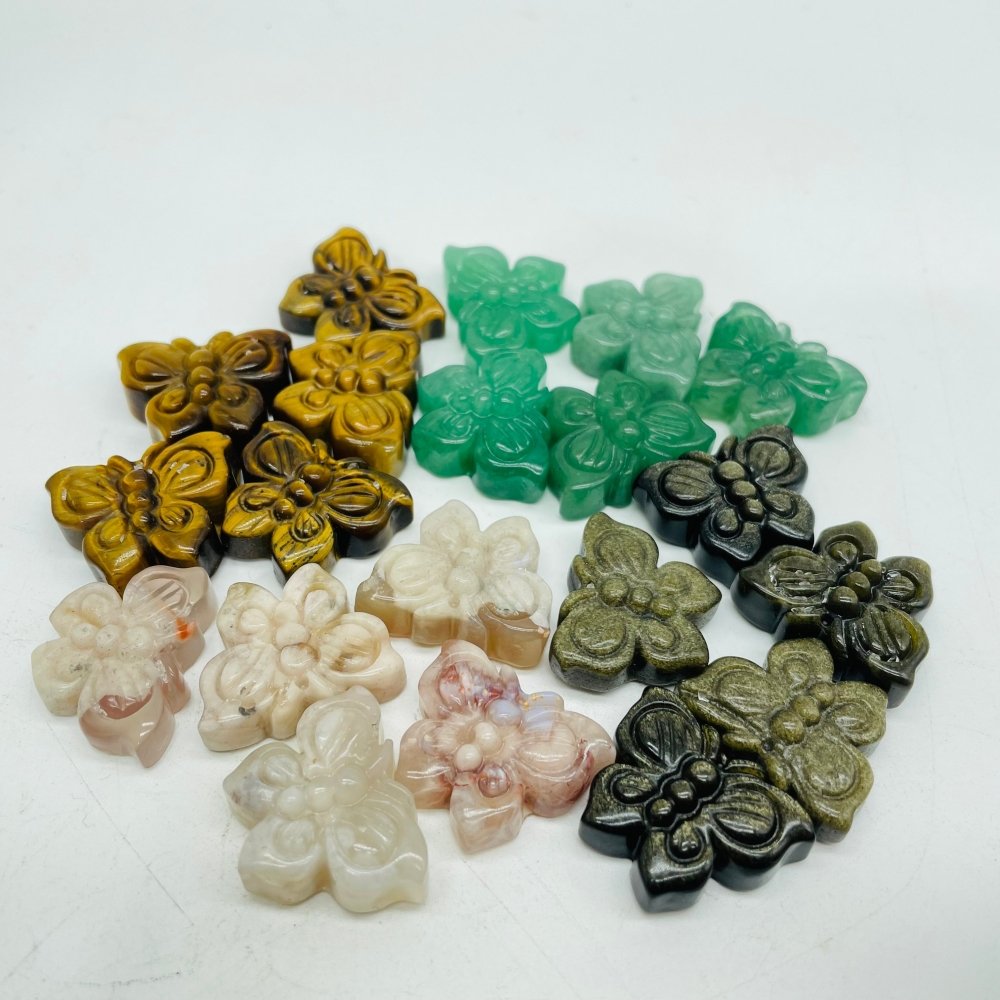 4 Types Yellow Tiger Eye & Sakura Agate Butterfly Carving Animal Wholesale -Wholesale Crystals