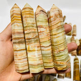 83 Pieces Yellow Stripe Afghanistan Jade Points 2.3-5.1in Closeout -Wholesale Crystals