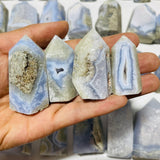 46 Pieces Druzy Blue Chalcedony Points -Wholesale Crystals