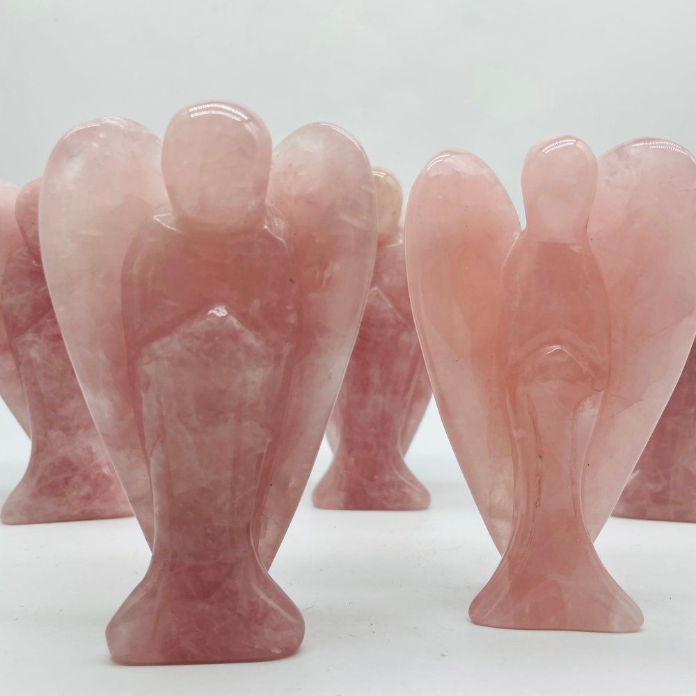 4in Large Rose Quartz Angel Carving Wholesale -Wholesale Crystals