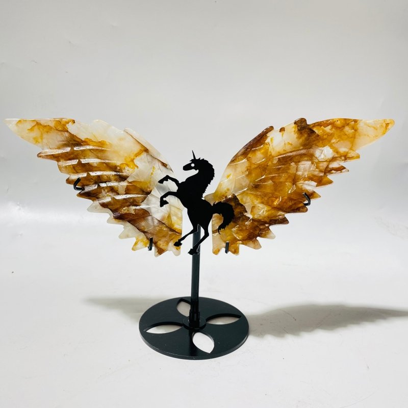 5 Pairs Fire Quartz Pegasus Wing Carving With Stand - Wholesale Crystals