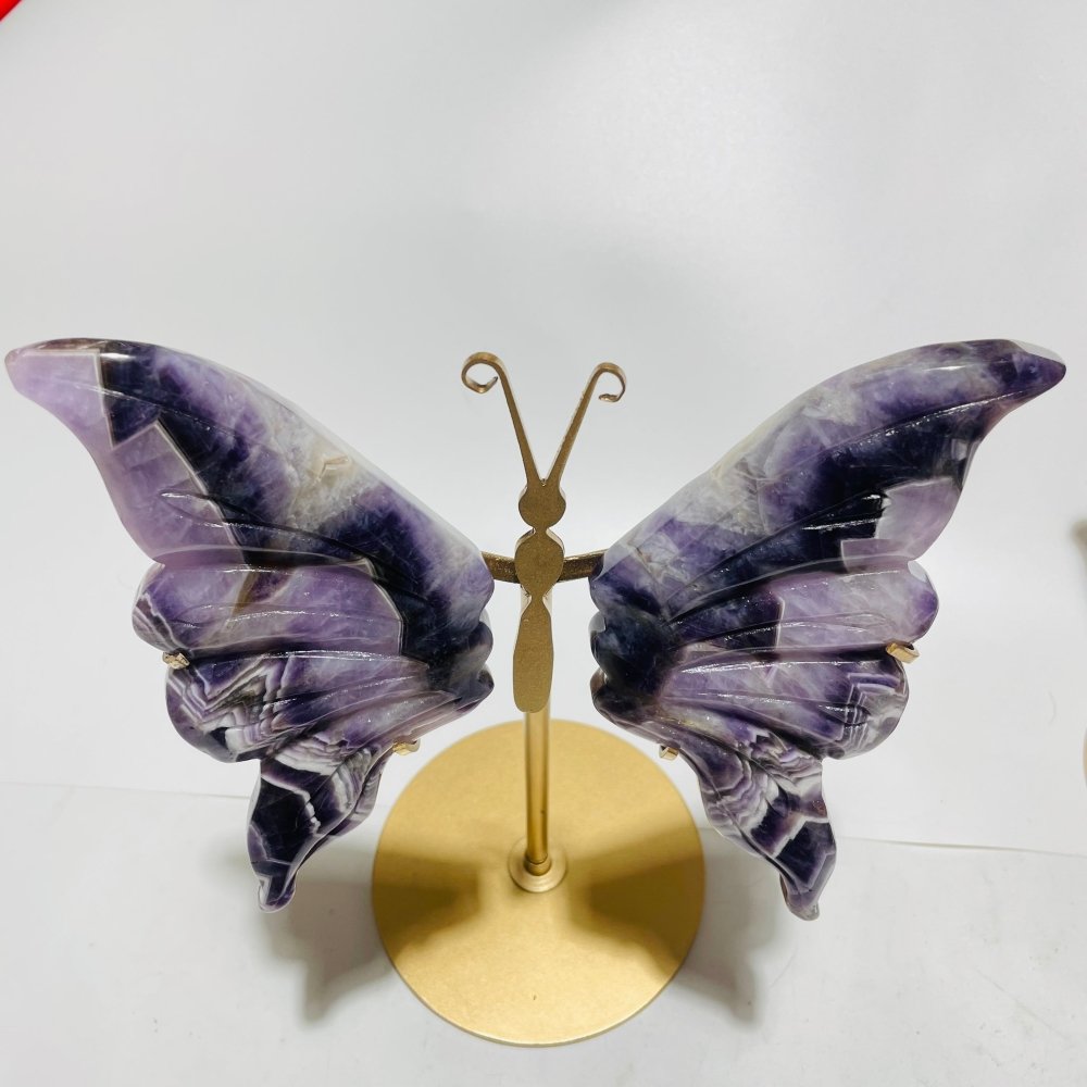 5 Pairs Large High Quality Chevron Amethyst Butterfly Carving With Stand -Wholesale Crystals