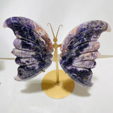 5 Pairs Large High Quality Chevron Amethyst Butterfly Carving With Stand -Wholesale Crystals