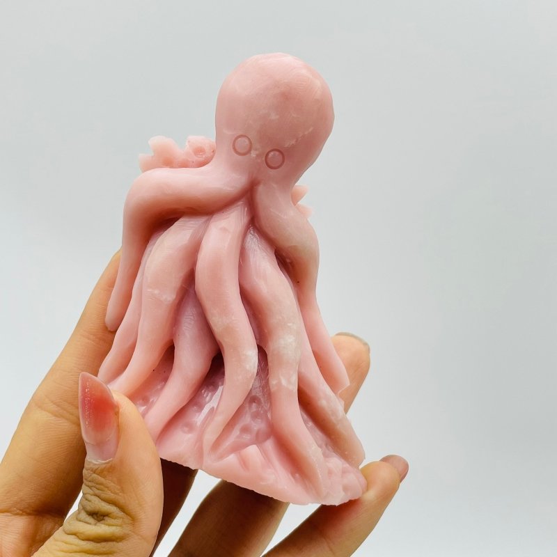 5 Pieces Beautiful Pink Opal Octopus Carving -Wholesale Crystals