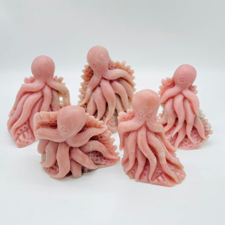 5 Pieces Beautiful Pink Opal Octopus Carving -Wholesale Crystals