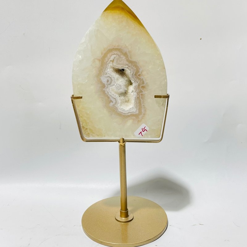 5 Pieces Beautiful Yellow Agate Geode Arrow Head With Stand -Wholesale Crystals