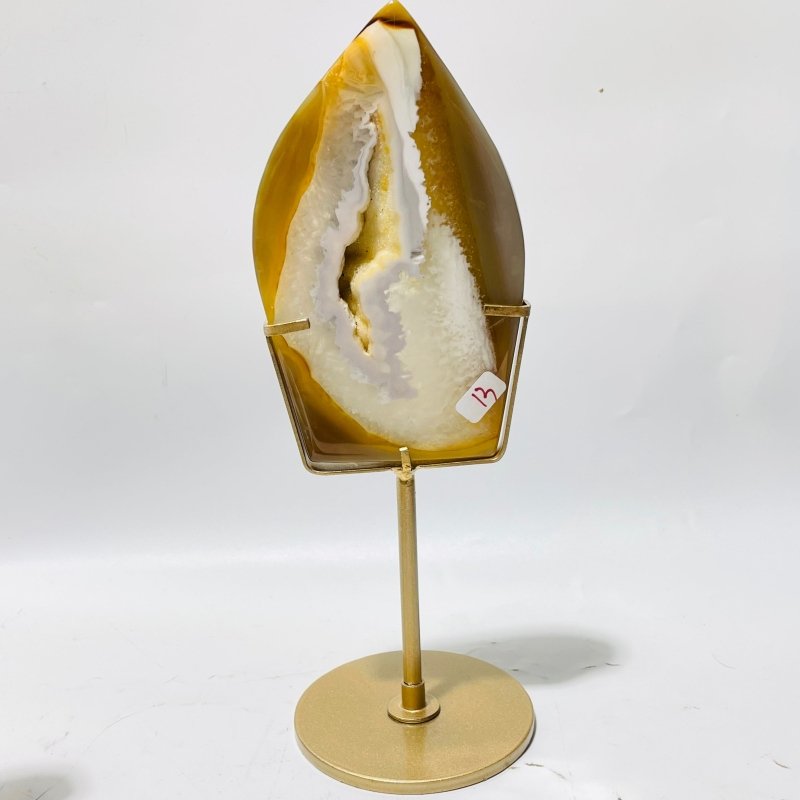 5 Pieces Beautiful Yellow Agate Geode Arrow Head With Stand -Wholesale Crystals