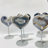 5 Pieces Geode Agate Heart With Stand - Wholesale Crystals