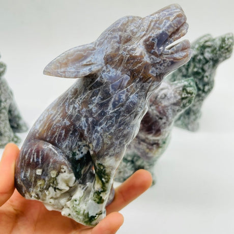 5 Pieces High Quality Large Ocean Jasper Wolf Carving -Wholesale Crystals