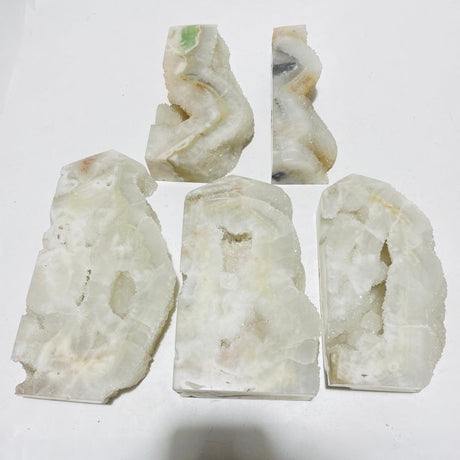 5 Pieces Large White Fluorite Druzy Geode Points -Wholesale Crystals