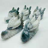 5 Pieces Moss Agate Dragon Head Carving -Wholesale Crystals