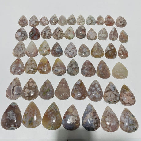 53 Pieces High Quality Sakura Flower Agate Teardrop Pendant DIY -Wholesale Crystals