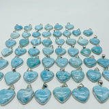 54 Pieces Larimar Heart Charm Pendant -Wholesale Crystals