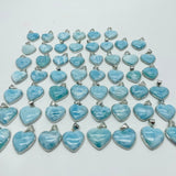 54 Pieces Larimar Heart Charm Pendant -Wholesale Crystals
