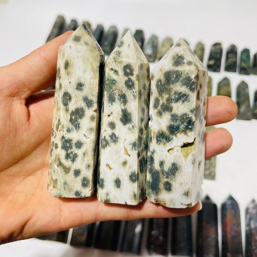 58 Pieces Green Vein Ocean Jasper Tower -Wholesale Crystals