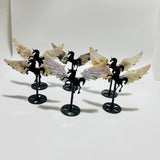 6 Pairs Beautiful Sakura Flower Agate Small Pegasus Wing Carving With Stand - Wholesale Crystals