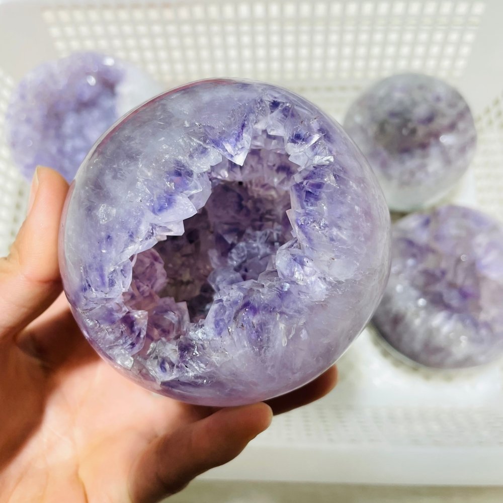 6 Pieces High Quality Amethyst Geode Spheres -Wholesale Crystals