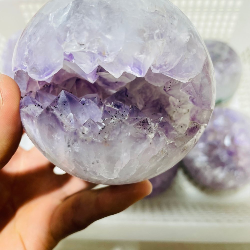 6 Pieces High Quality Amethyst Geode Spheres -Wholesale Crystals