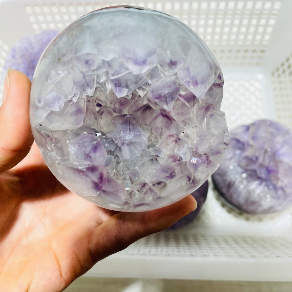 6 Pieces High Quality Amethyst Geode Spheres -Wholesale Crystals