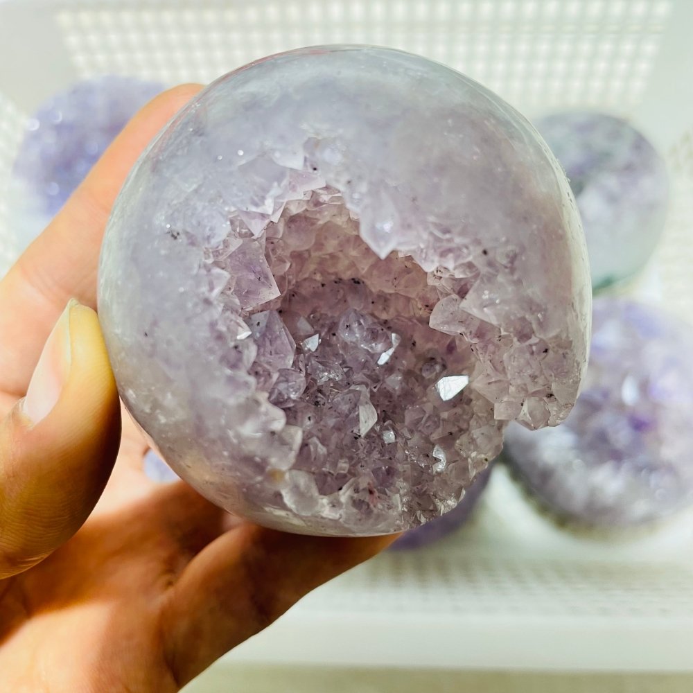 6 Pieces High Quality Amethyst Geode Spheres -Wholesale Crystals