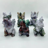 6 Pieces Large Ocean Jasper Elephant Carving -Wholesale Crystals