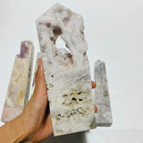 6 Pieces Large Pink Sakura Flower Agate Geode Four-Sided Points -Wholesale Crystals