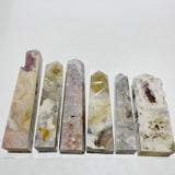 6 Pieces Pink Sakura Flower Agate Geode Four-Sided Points -Wholesale Crystals