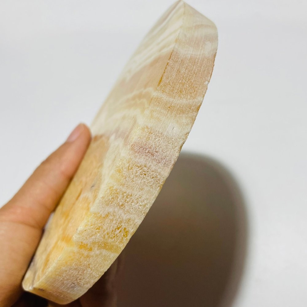 Yellow Calcite Round Coaster Slab Wholesale -Wholesale Crystals