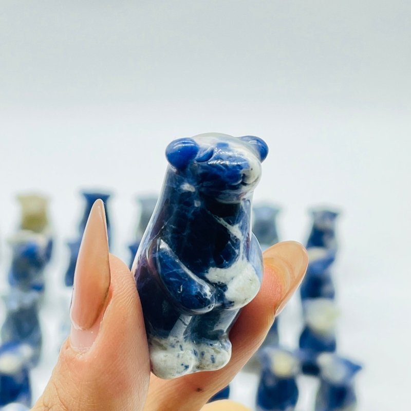 62 Pieces Sodalite Standing Polar Bear Carving - Wholesale Crystals