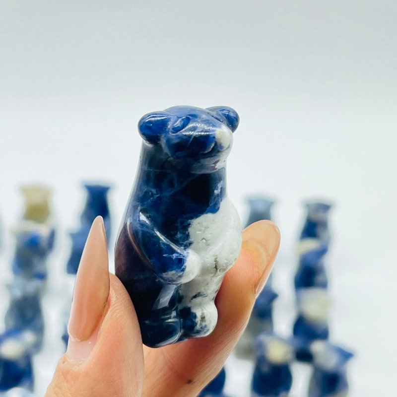 62 Pieces Sodalite Standing Polar Bear Carving - Wholesale Crystals