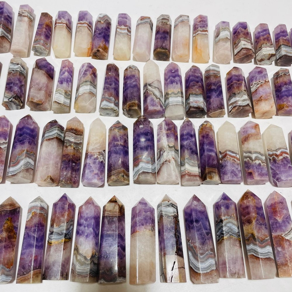 63 Pieces Amethyst Mixed Striped Agate Crystal Points -Wholesale Crystals