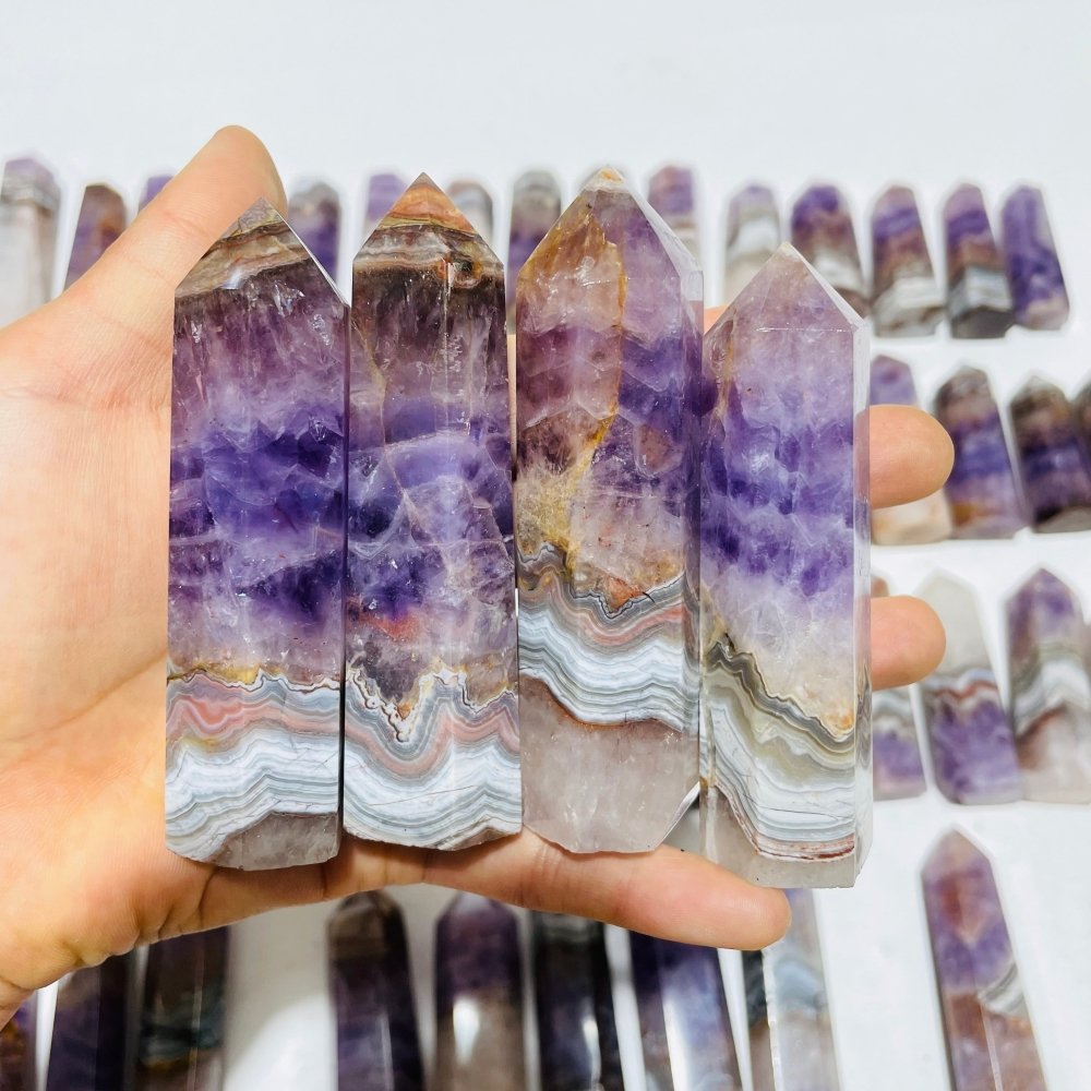 63 Pieces Amethyst Mixed Striped Agate Crystal Points -Wholesale Crystals