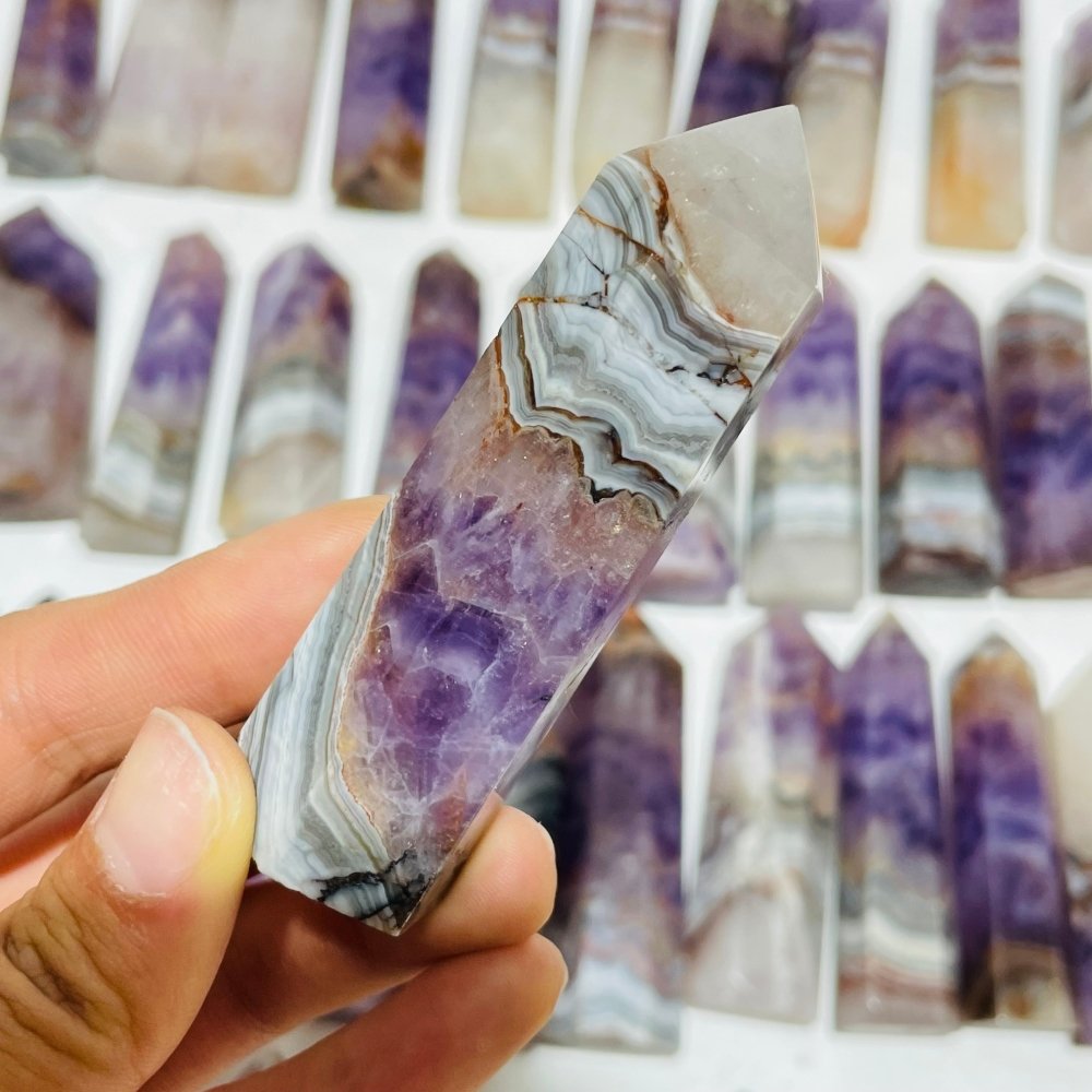 63 Pieces Amethyst Mixed Striped Agate Crystal Points -Wholesale Crystals