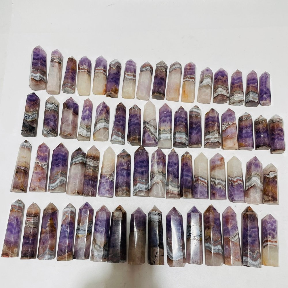 63 Pieces Amethyst Mixed Striped Agate Crystal Points -Wholesale Crystals