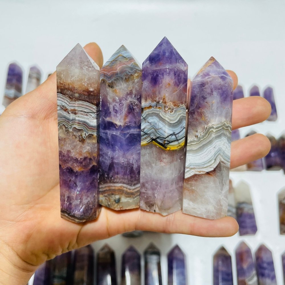 63 Pieces Amethyst Mixed Striped Agate Crystal Points -Wholesale Crystals