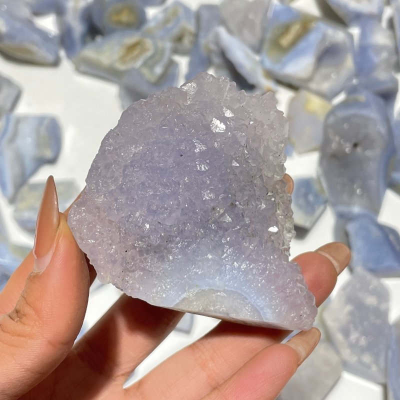 68 Pieces Small Blue Chalcedony Geode Druzy Free Form -Wholesale Crystals
