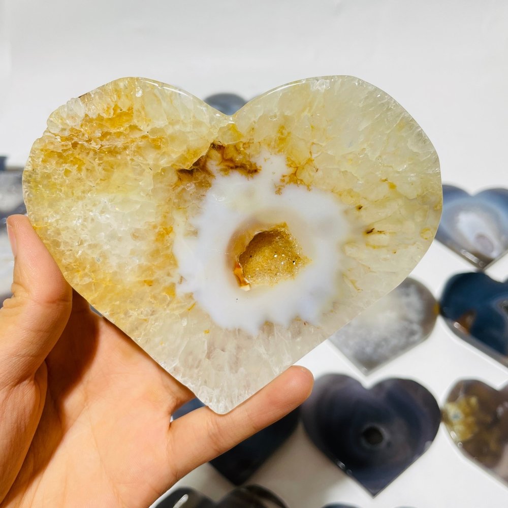 23 Pieces High Quality Large Geode Druzy Agate Heart -Wholesale Crystals