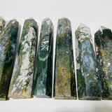 8 Pieces Large Moss Agate Tower Points -Wholesale Crystals