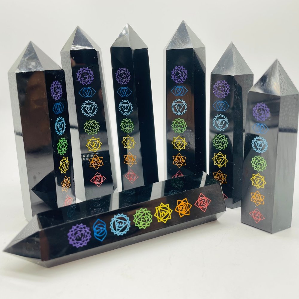 7 Chakras Obsidian Tower Points Crystal Wholesale -Wholesale Crystals
