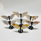 7 Pairs Sakura Flower Agate Small Angel Wing Carving With Stand - Wholesale Crystals