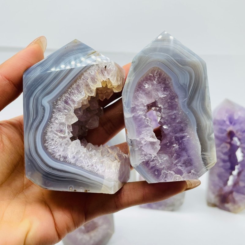 7 Pieces Geode Amethyst Agate Tower Points -Wholesale Crystals