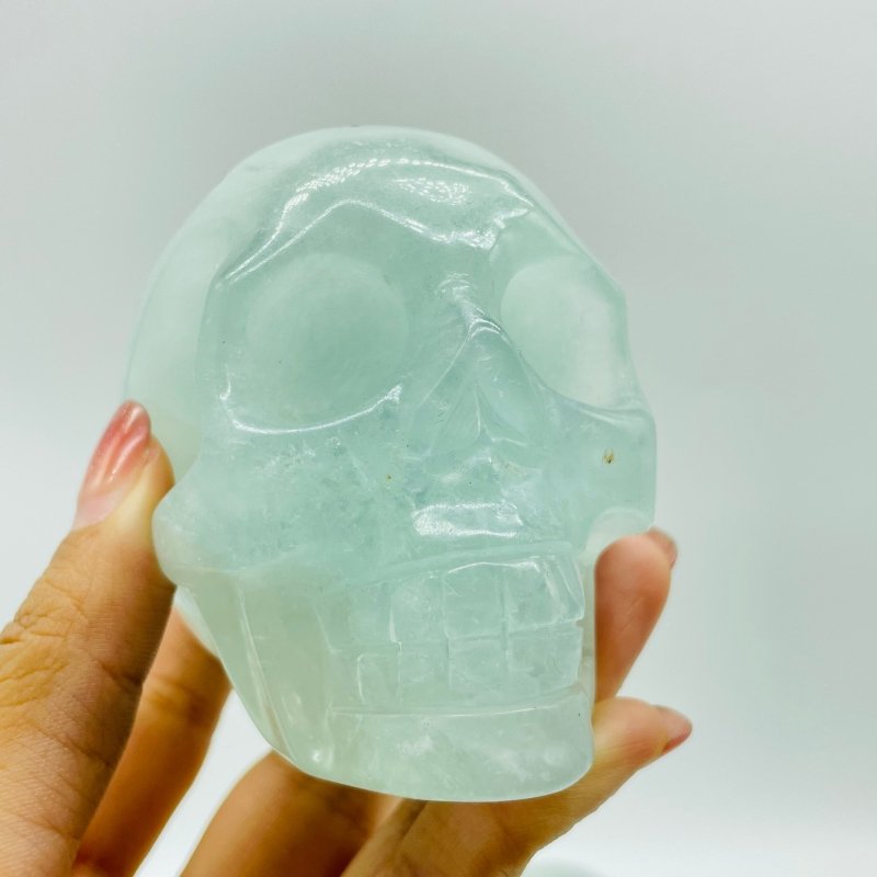 7 Pieces Light Color Fluorite Halloween Skull Carving -Wholesale Crystals