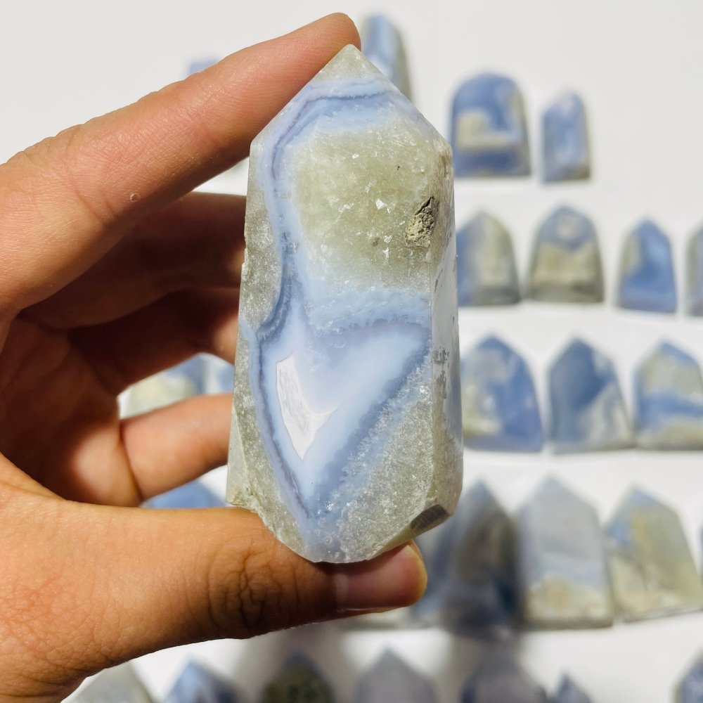 48 Pieces Blue Chalcedony Points -Wholesale Crystals
