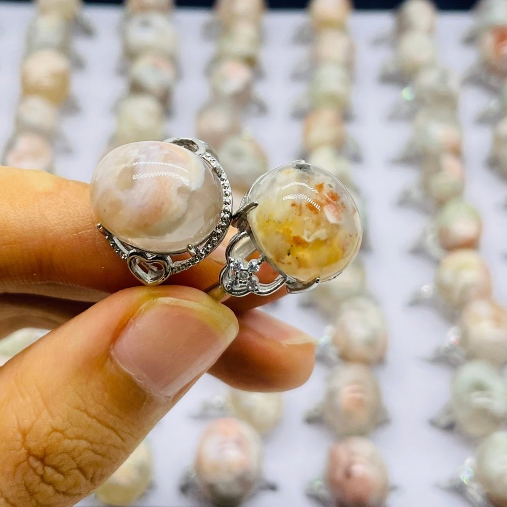 78 Pieces Sakura Flower Agate Different Styles Ring -Wholesale Crystals