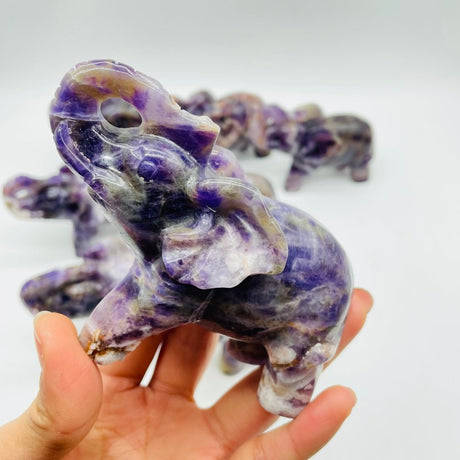 8 Pieces Beautiful Chevron Amethyst Elephant Carving -Wholesale Crystals
