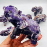 8 Pieces Beautiful Large Chevron Amethyst Elephant Carving -Wholesale Crystals